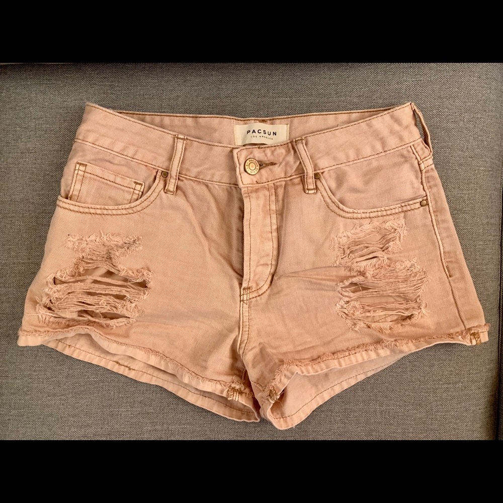 Pacsun distressed light pink shorts